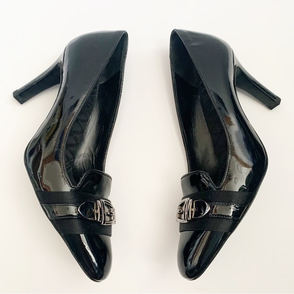 VINTAGE GUCCI PATENT LEATHER BELT BUCKLE PUMP - Picture 3 of 8